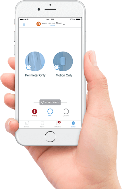 Home alarm app in hand